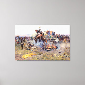 A camp Cook's Troubles door Charles M. Russell Canvas Afdruk