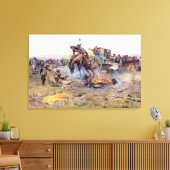 A camp Cook's Troubles door Charles M. Russell Canvas Afdruk (Insitu (Woonkamer))