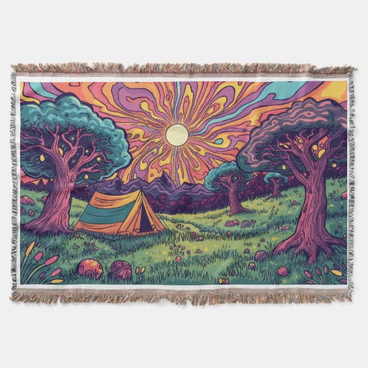 A camping design throw blanket deken (Voorkant)