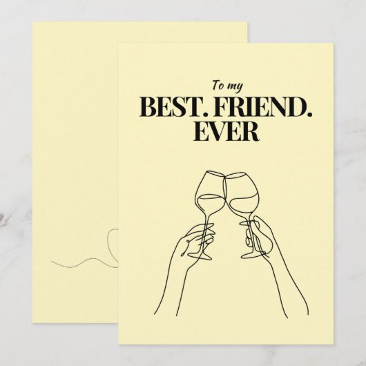 A card in soft yellow for best friends ever feestdagenkaart (Voorkant / Achterkant)
