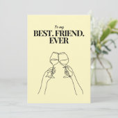 A card in soft yellow for best friends ever feestdagenkaart (Staand voorkant)