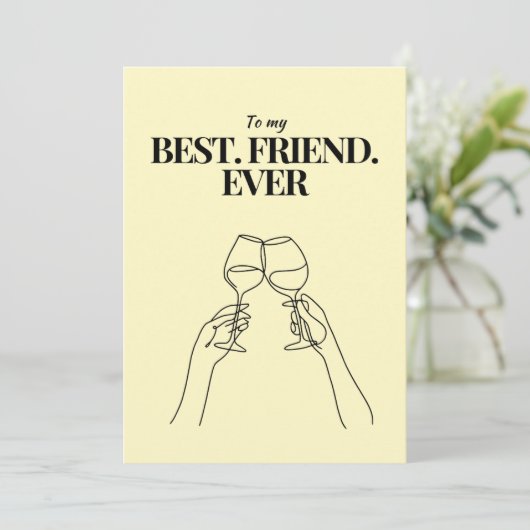 A card in soft yellow for best friends ever feestdagenkaart (Staand voorkant)