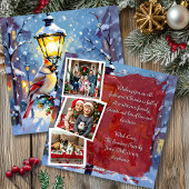 A Cardinal Christmas 3 Photo Template Personalized Feestdagenkaart