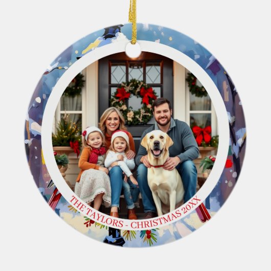 A Cardinal Christmas Photo Template Personalized Keramisch Ornament (Achterkant)