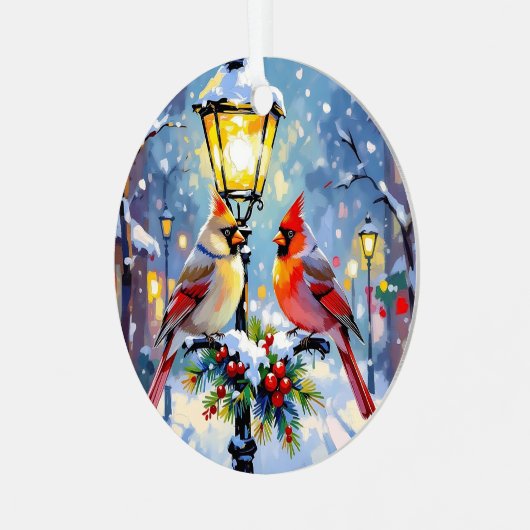 A Cardinal Christmas Photo Template Personalized Metalen Ornament (Voorkant links)