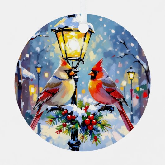 A Cardinal Christmas Photo Template Personalized Metalen Ornament (Voorkant)