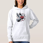 a cartoon dove holding a broken heart, T-Shirt (Voorkant)
