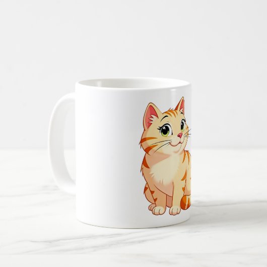 a cartoon orange tabby cat koffiemok (Voorkant links)