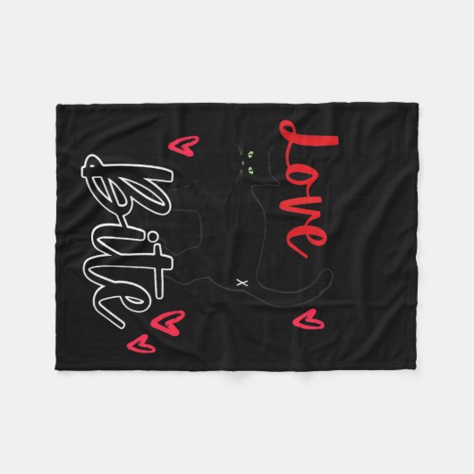 A Cat Bite Means Love, Kitty Valentines  Fleece Deken (Voorkant (Horizontaal))
