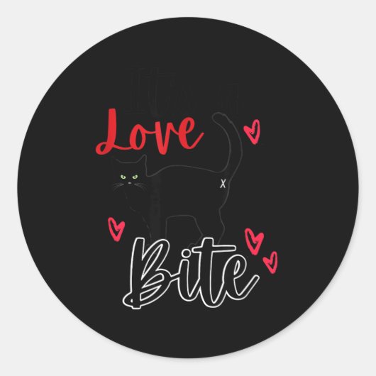 A Cat Bite Means Love, Kitty Valentines  Ronde Sticker (Voorkant)