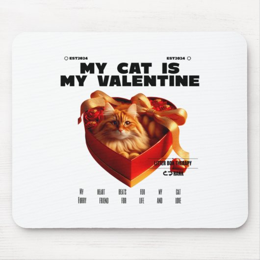 A Cat In The Box Therapy Happy Valentine Day Funny Muismat (Voorkant)