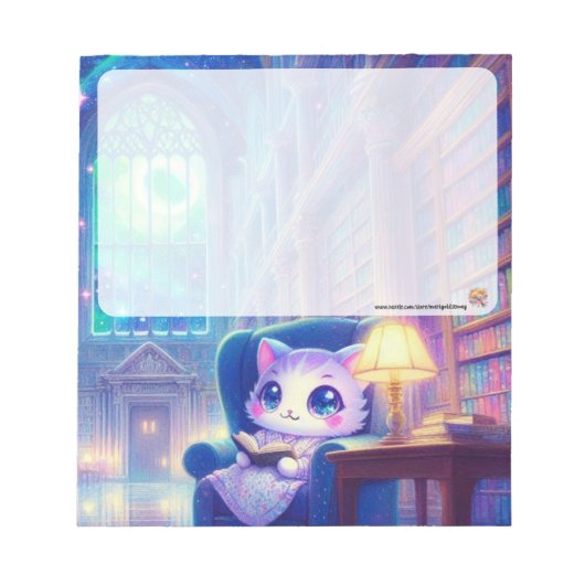 A Cat in the Library Notepad Notitieblok (Voorkant)