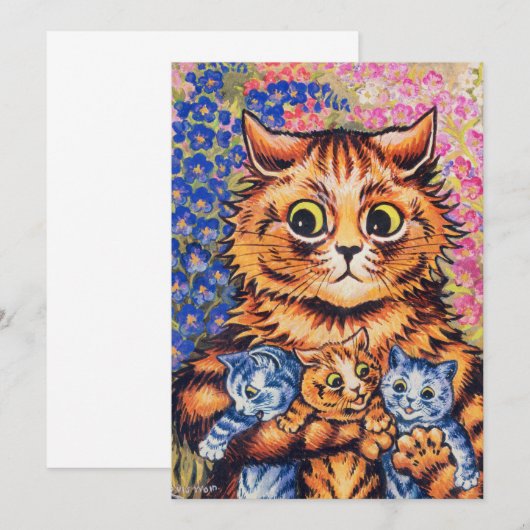 A Cat with her Kittens by Louis Wain Bedankkaart (Voorkant / Achterkant)