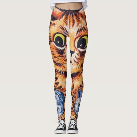 A Cat with her Kittens by Louis Wain Leggings (Voorkant)