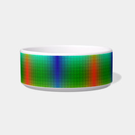 A ceramic bowl with a vibrant, rainbow gradient voerbakje