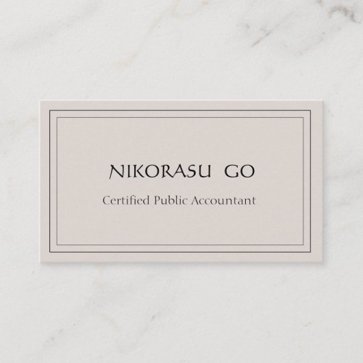 a certified public accountant　BUSINESSCARD Visitekaartje (Voorkant)