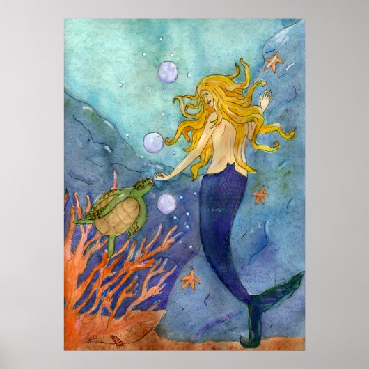 A Chance Encounter mermaid zee turtle poster (Voorkant)