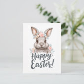 A charming painted Eastera cute bunny Feestdagenkaart (Staand voorkant)