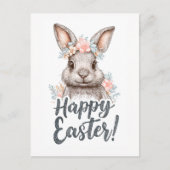A charming painted Eastera cute bunny Feestdagenkaart (Voorkant)