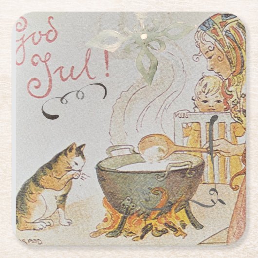 A charming Scandinavian winter scene  Tack Kort Kartonnen Onderzetters (Voorkant)