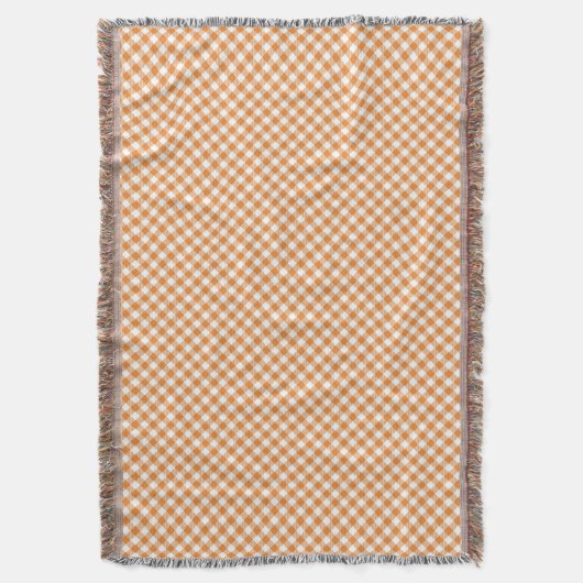 A checkered pattern throw blanket with orange  deken (Voorkant Verticaal)