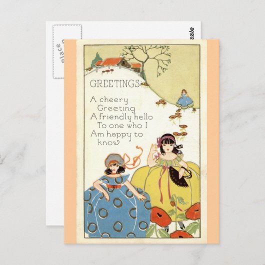 A Cheery Greeting Repro  1913 Briefkaart (Voorkant / Achterkant)