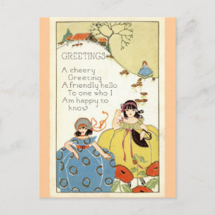A Cheery Greeting Repro  1913 Briefkaart