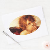 A Cherub, Detail van de Sistine Madonna - Raphael Ovale Sticker (Envelop)