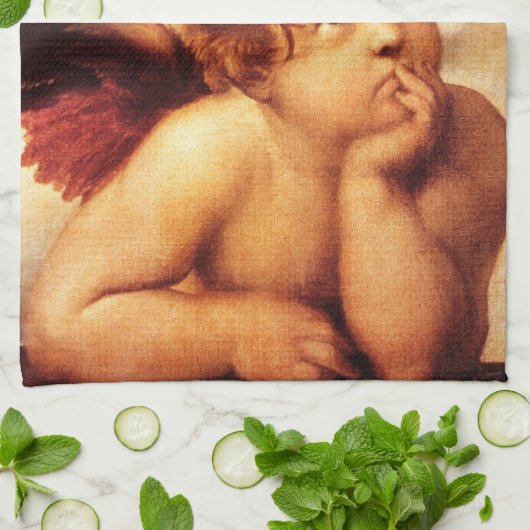 A Cherub, Detail van de Sistine Madonna - Raphael Theedoek (Gevouwen)
