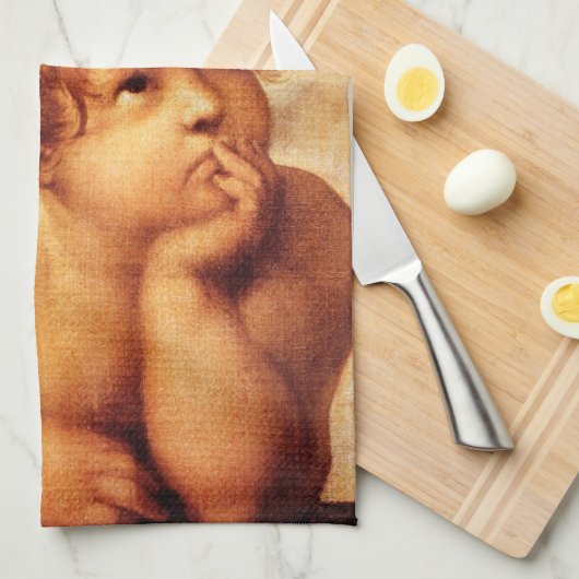 A Cherub, Detail van de Sistine Madonna - Raphael Theedoek (Quarter Fold)