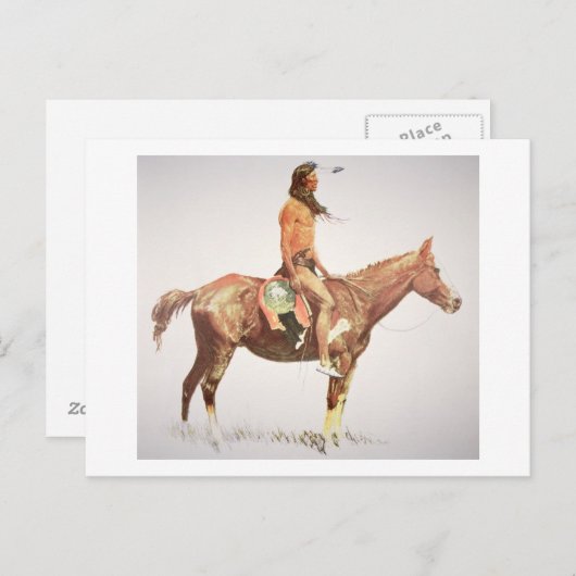 A Cheyenne Brave, 1901 (kleurenlitho) Briefkaart (Voorkant / Achterkant)