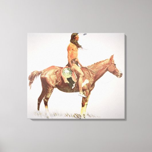 A Cheyenne Brave, 1901 (kleurenlitho) Canvas Afdruk (Voorkant)