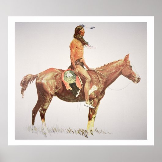 A Cheyenne Brave, 1901 (kleurenlitho) Poster (Voorkant)