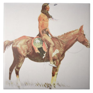 A Cheyenne Brave, 1901 (kleurenlitho) Tegeltje
