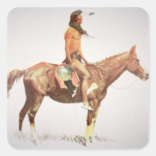 A Cheyenne Brave, 1901 (kleurenlitho) Vierkante Sticker