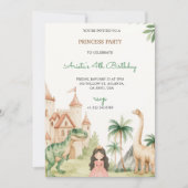 A children's party invitation with a princess kaart (Voorkant)