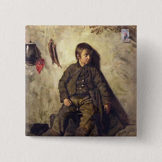 A Chimney Sweep uit Savoie, 1832 Vierkante Button 5,1 Cm (Voorkant)