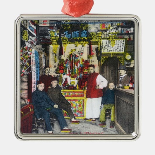 A Chinatown SceneHanford, CA Metalen Ornament (Voorkant)