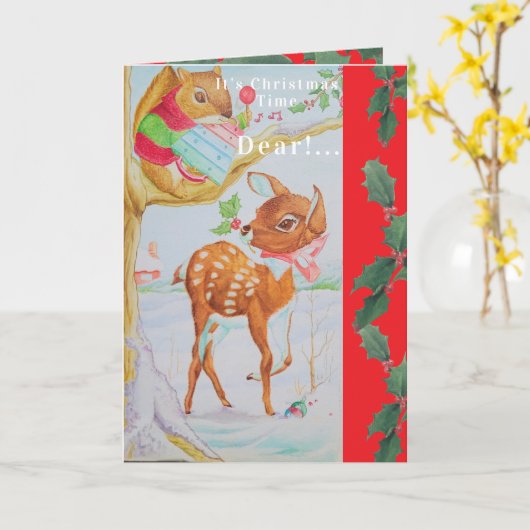 A Christmas Card for a Dear Little Girl Kaart (Gele Bloem)