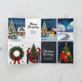 A Christmas card with snowy scenes, festive text, Kaart (Binnen)