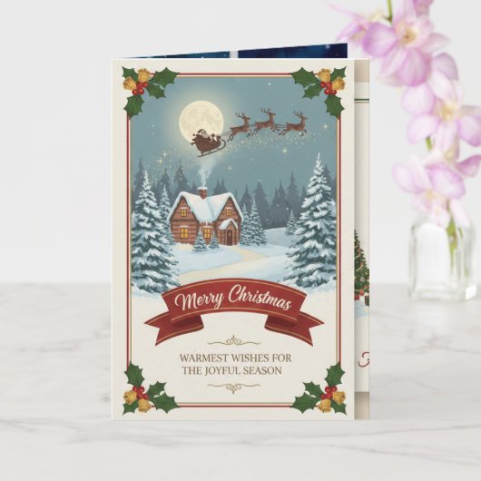 A Christmas card with snowy scenes, festive text, Kaart (Orchidee)
