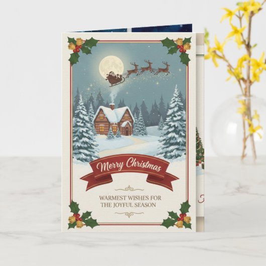 A Christmas card with snowy scenes, festive text, Kaart (Gele Bloem)