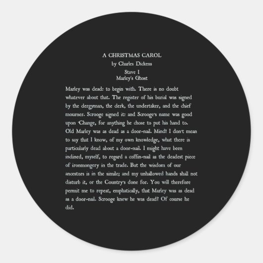 A Christmas Carol Charles Ens Book Reader Gift  Ronde Sticker (Voorkant)