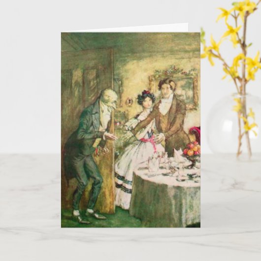 A Christmas Carol Scrooge Dickens Kerstmis Kaart (Gele Bloem)