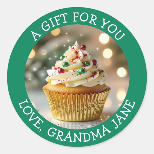 A Christmas Cupcake Personalized Food Label (Voorkant)