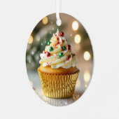 A Christmas Frosted with Cheer | Personalized Metalen Ornament (Voorkant links)