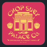 A Christmas Story Chop Suey Palace Co. Vierkante Sticker<br><div class="desc">This classic graphic features the Chop Suey Palace Co. logo from the classic movie,  A Christmas Story.</div>