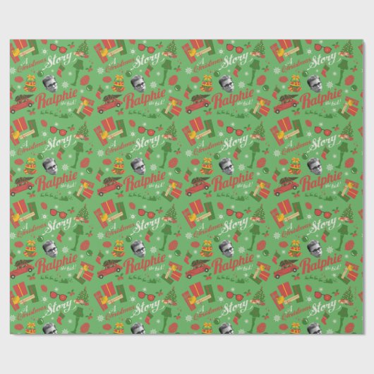 A Christmas Story Green Icon Pattern Cadeaupapier (Vlak)