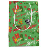 A Christmas Story Green Icon Pattern Medium Cadeauzakje (Voorkant)
