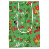 A Christmas Story Green Icon Pattern Medium Cadeauzakje (Achterkant)